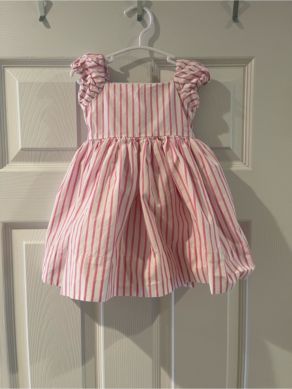 Ralph Lauren Pink Striped Baby Dress with Ruffle Sleeves Sz 9 Months